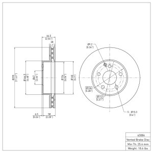 Mercedes-Benz C200 Brake Rotor (1) - Front - R1 Concepts - Plain - `08-`15